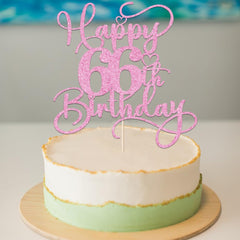 Bejotaa pink 66th birthday anniversary theme decor topper