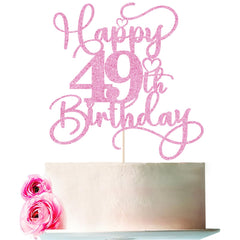 Bejotaa pink 49th birthday topper on cake for festive celebration