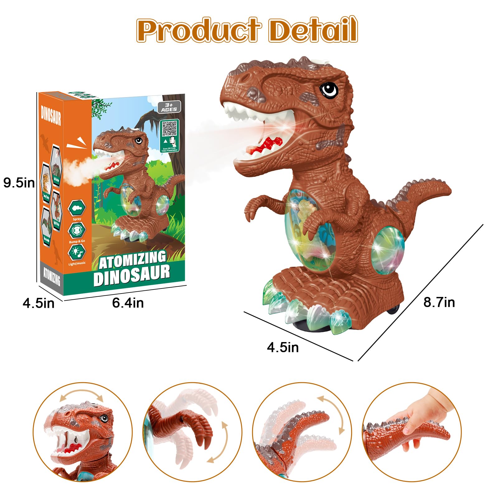 BEKALERZ dinosaur toy bright colors to capture attention and aid vision