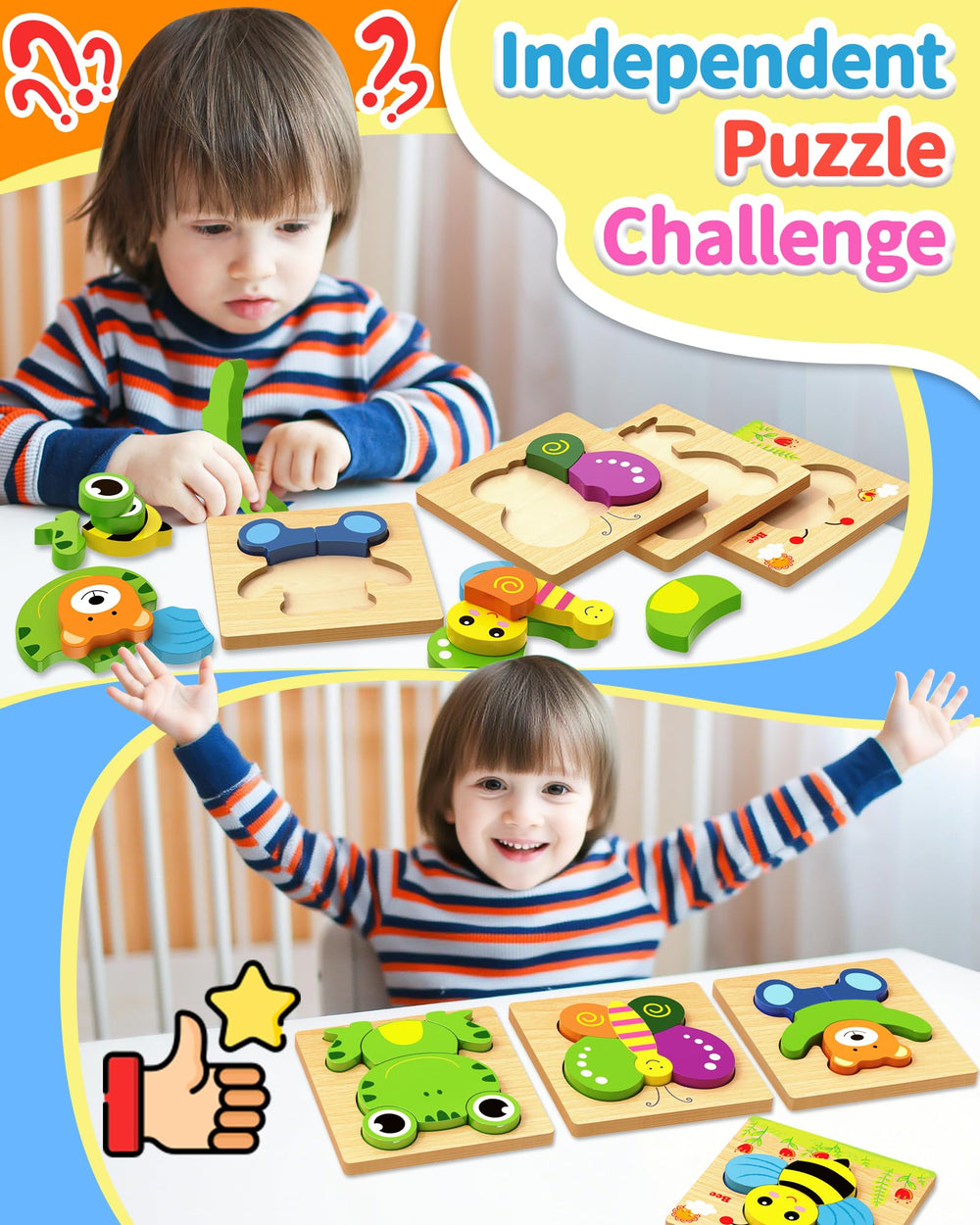 Bekayshad wooden puzzle butterfly: bright colors spark focus and imaginative play.