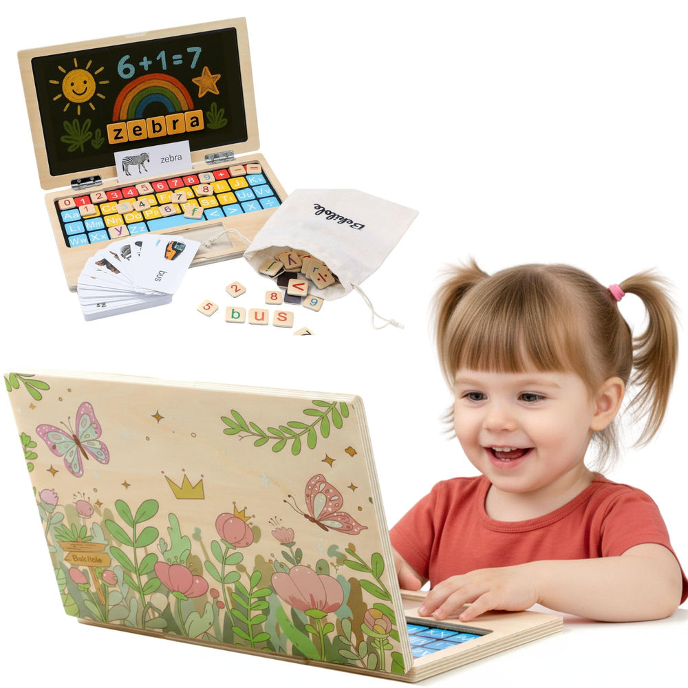BEKILOLE Floral Laptop front view for screen-free learning