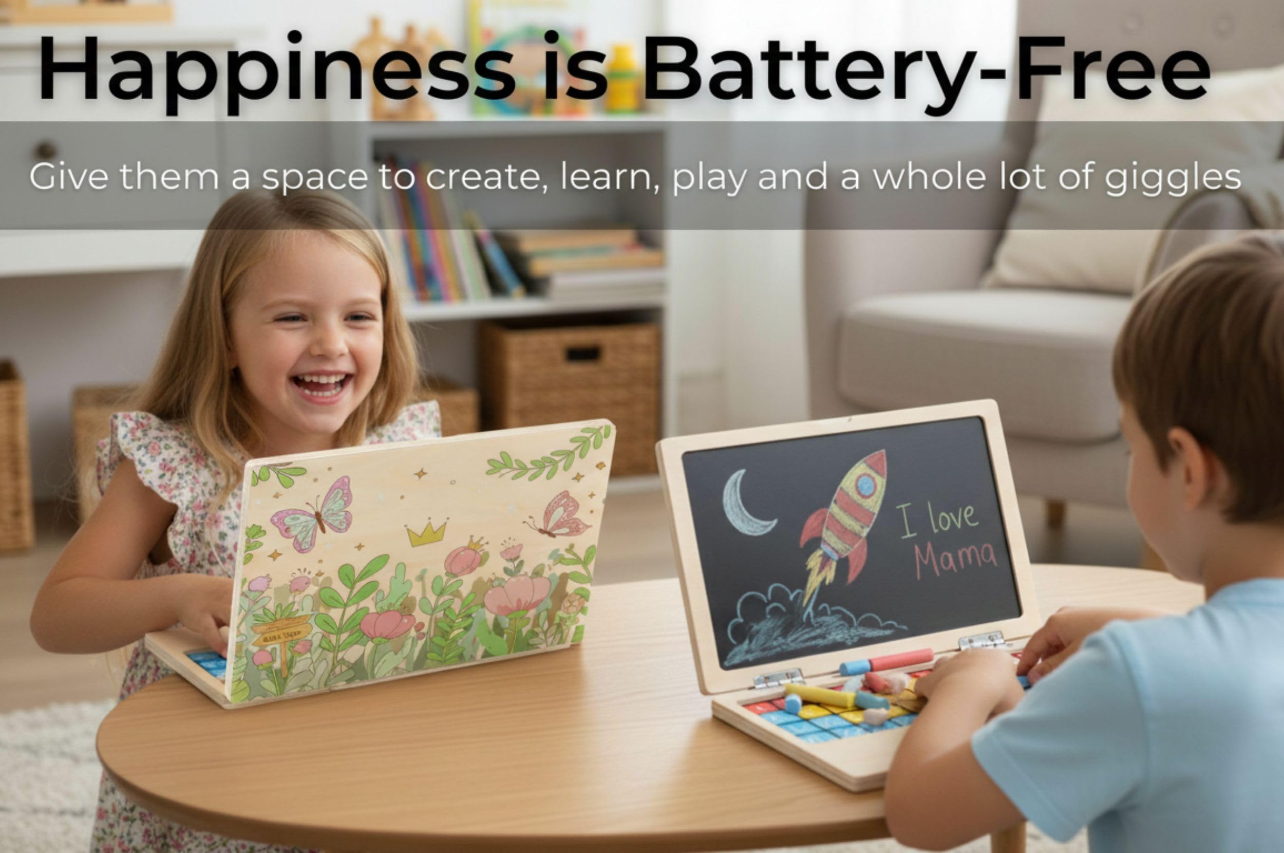 BEKILOLE Floral Laptop open desk scene encouraging imaginative play