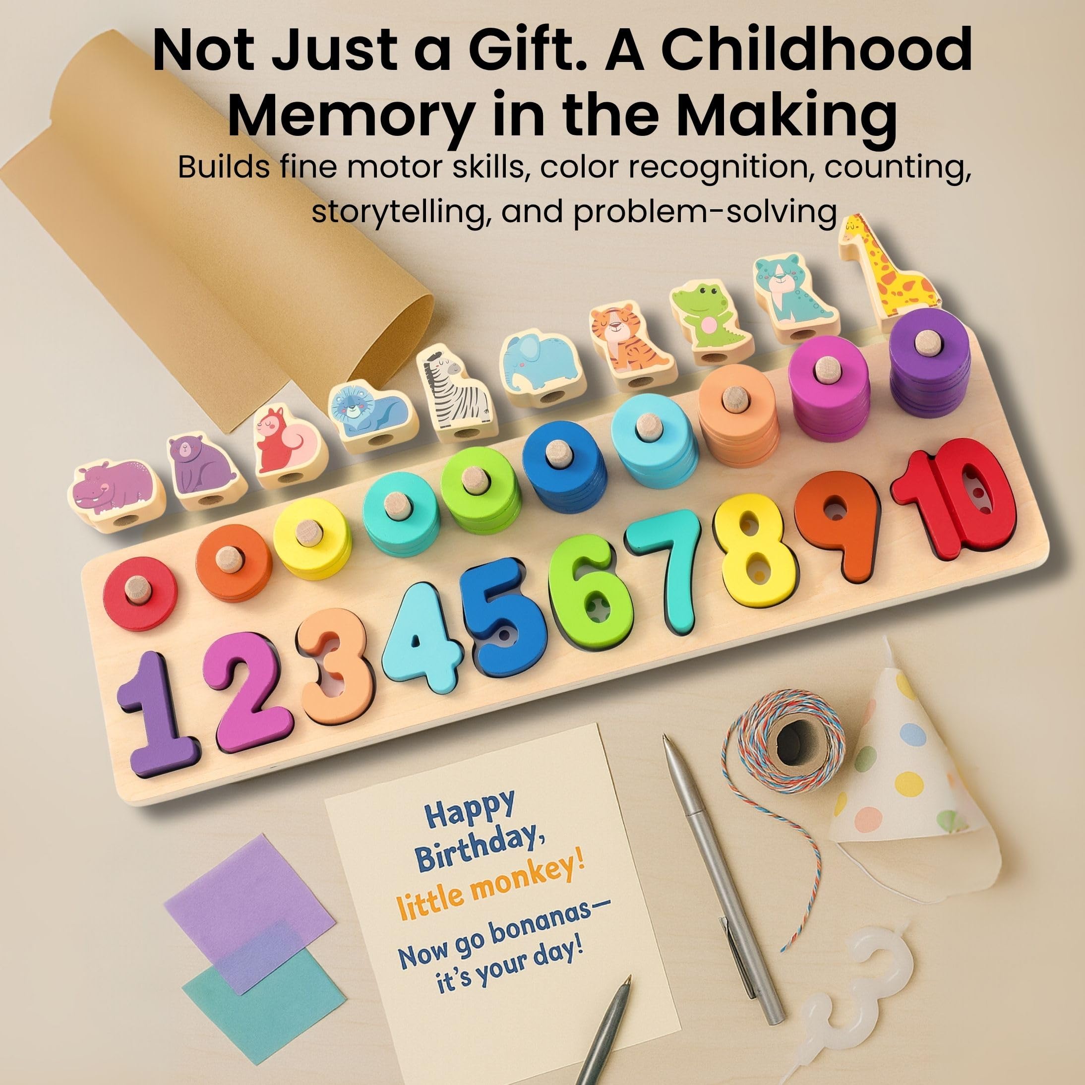 BEKILOLE Travel-friendly wooden toy for on-the-go learning