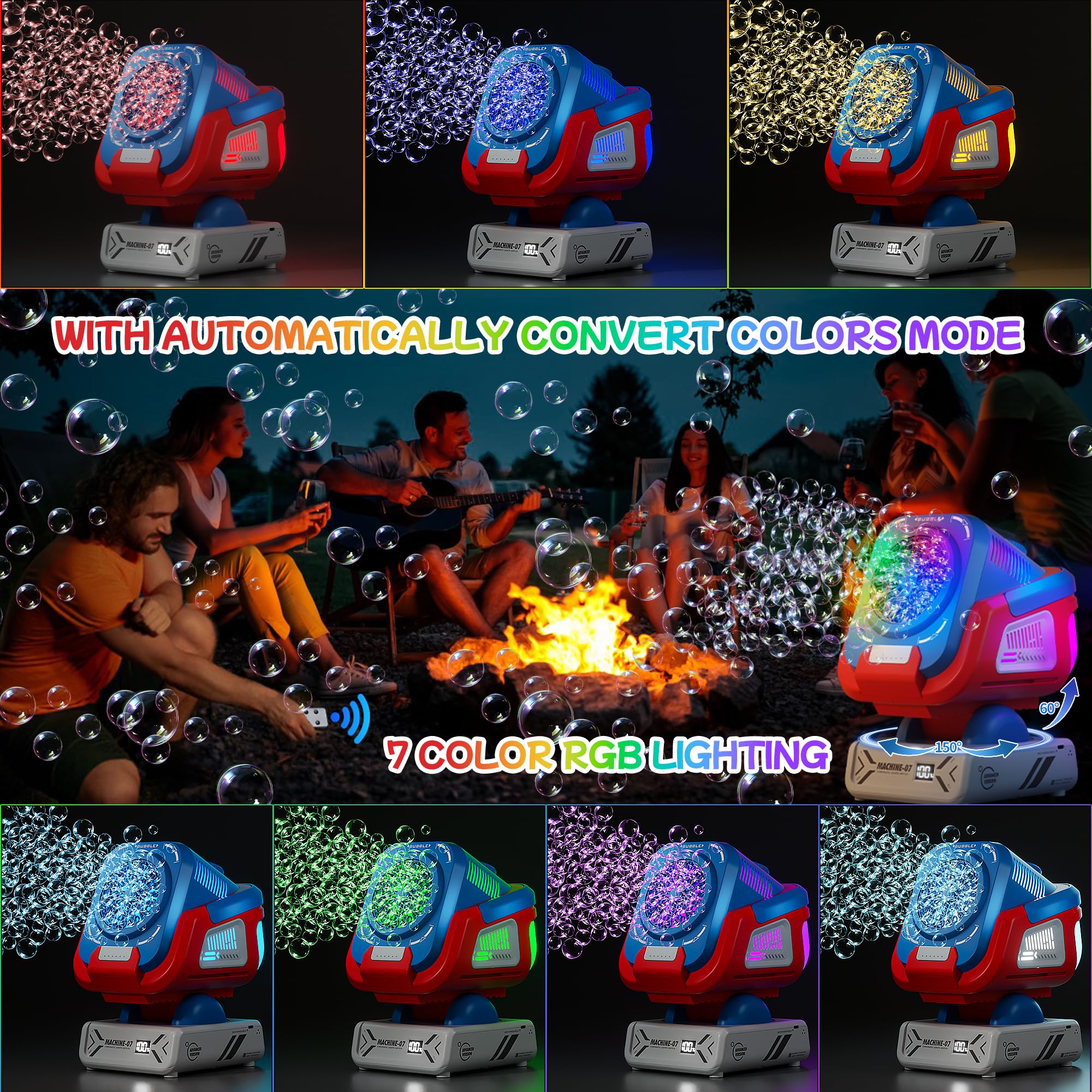 Belemar Bubble Machine 1800mAh battery powers extended bubble play sessions.