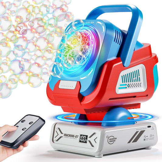 Belemar Bubble Machine with remote control enables effortless party fun.