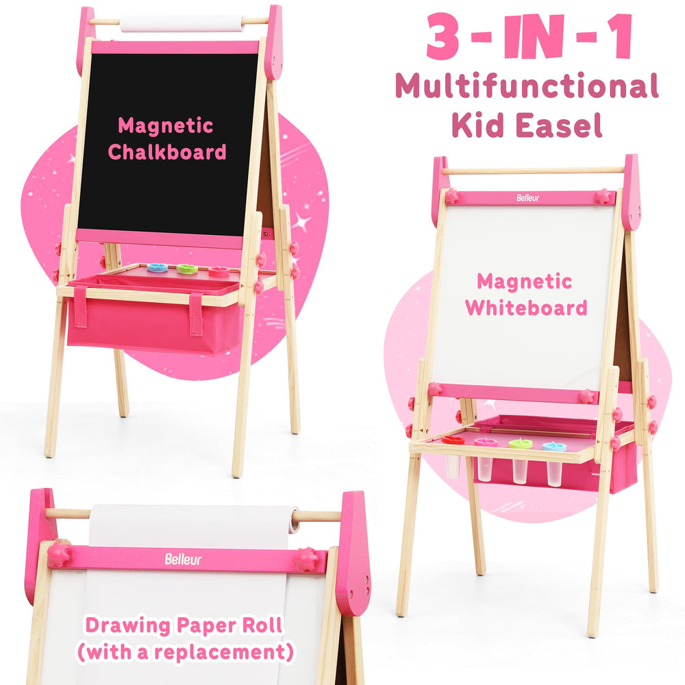 Belleur easel chalkboard side view highlighting dual writing surfaces