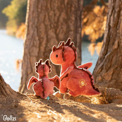 Bellzi Fire Dragon plush, gift-ready presentation, ideal for birthdays and baby showers.