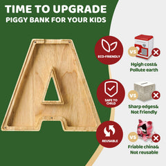 Bemaystar wooden piggy bank with non-toxic finish for safe use.