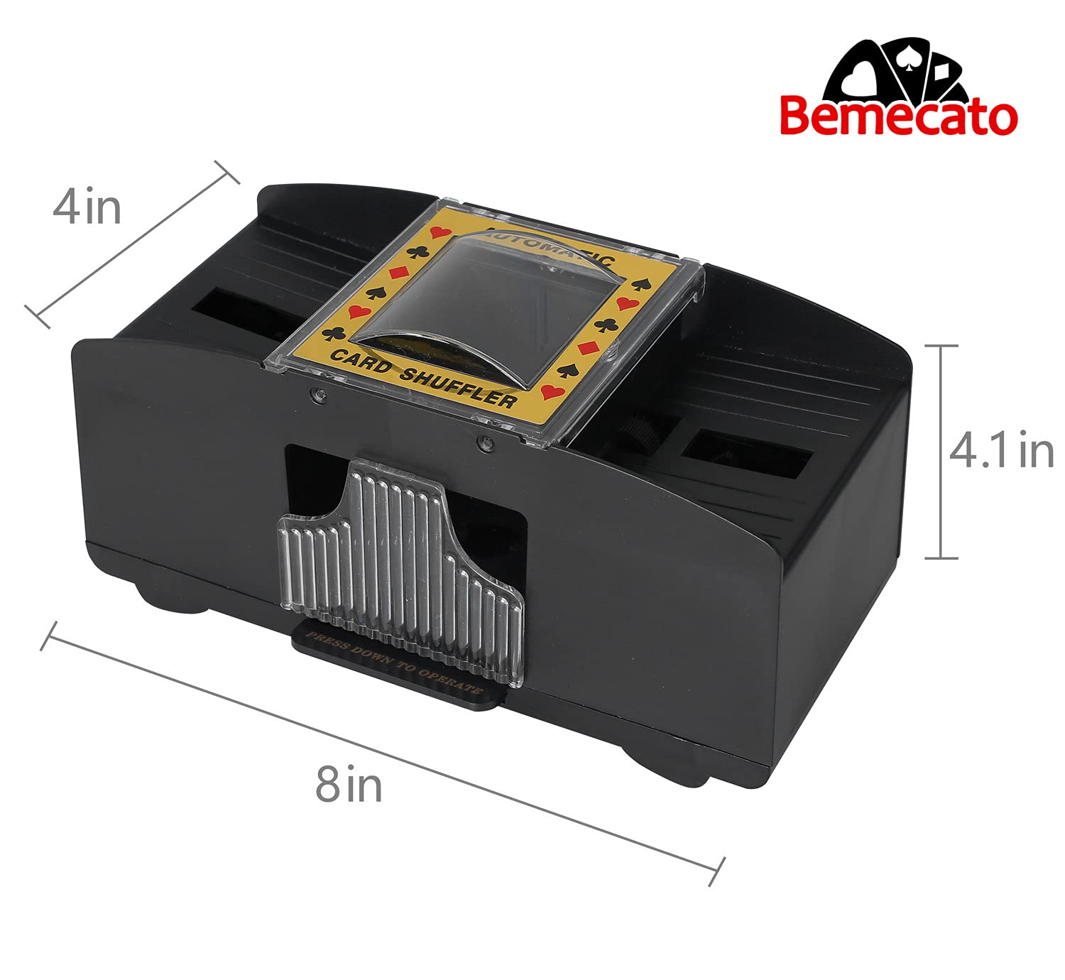 Bemecato Card Shuffler in action shuffles 1-2 decks for quick rounds.