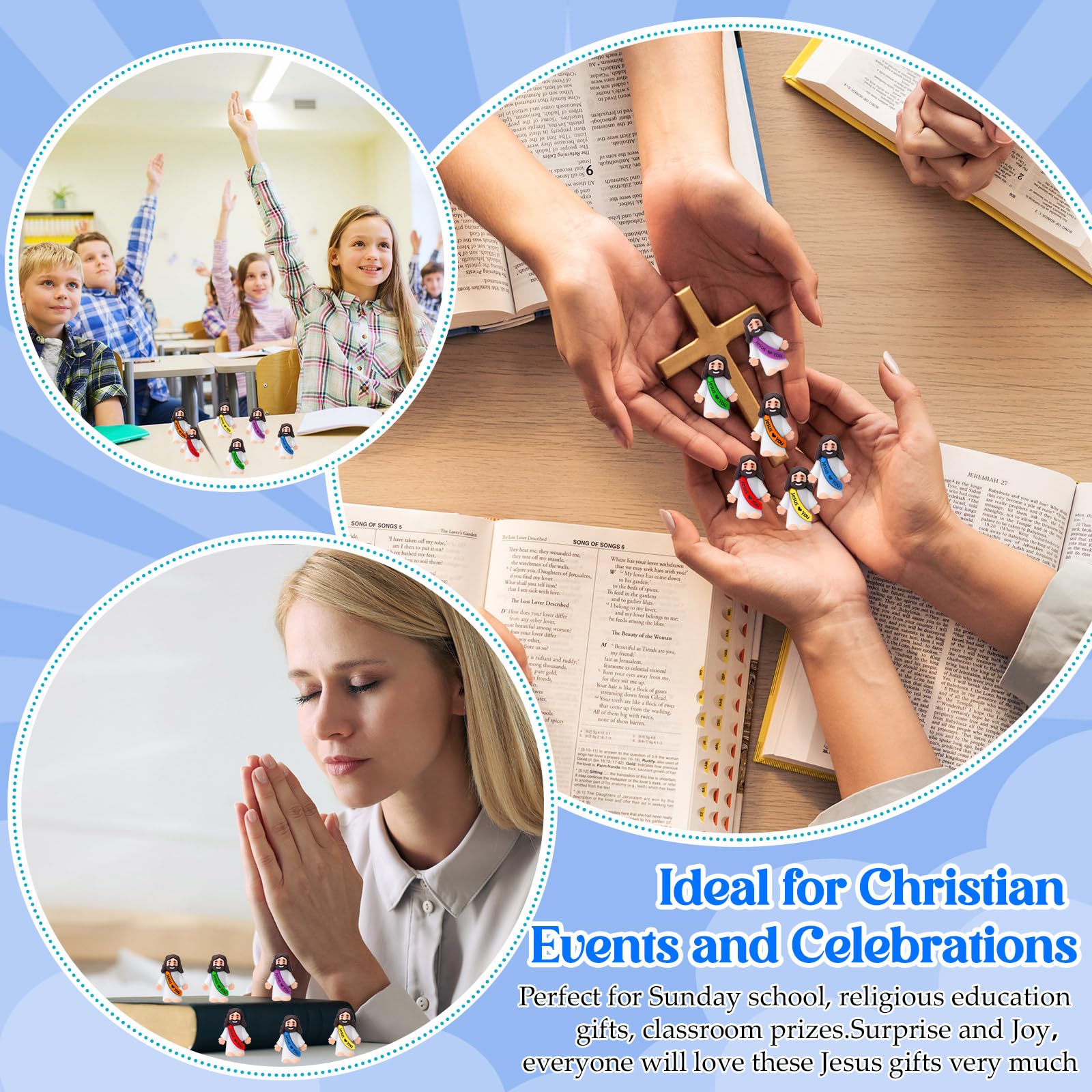Bememo Easter table decoration with colorful Jesus dolls