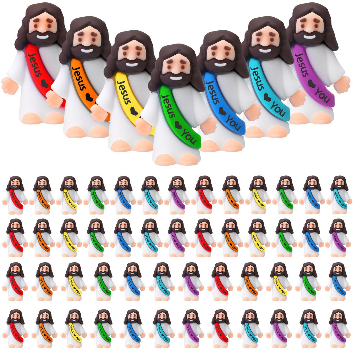 Bememo Jesus figures rainbow dolls set for Easter crafts and photos