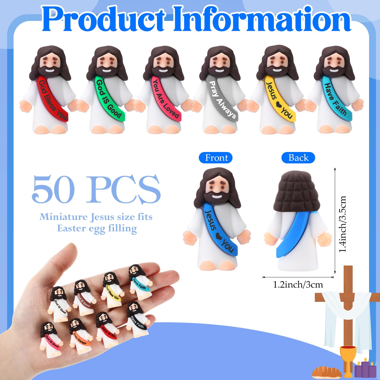 Bememo mini Jesus figures made of rubber, durable for events and reuse