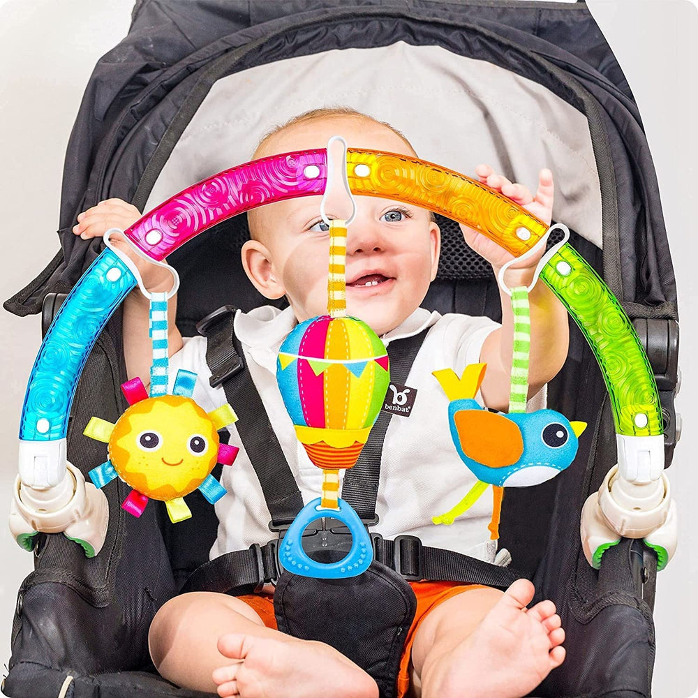 BENBAT teether, mirror, and rattle features support tactile play for babies
