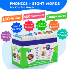 BenBen 650 sight words flash cards color-coded levels help parents track progress easily.