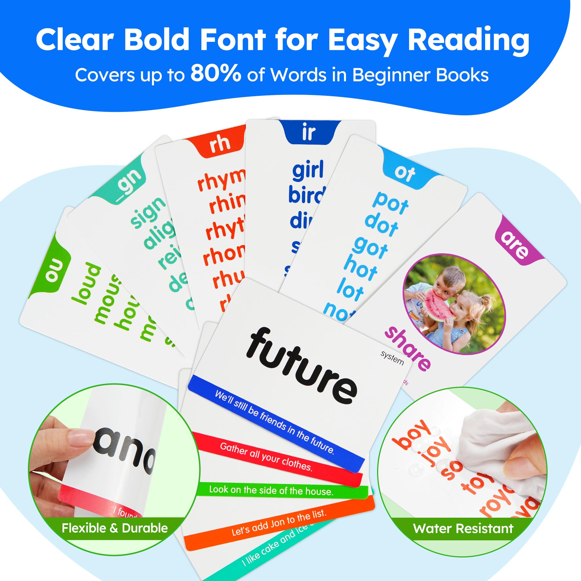 BenBen 650 sight words flash cards sample sentences illustrate word usage in context.