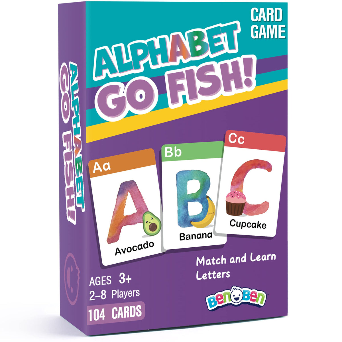 BenBen alphabet go fish cards 104 set for learning letters and memory matching.