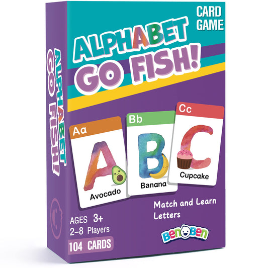 BenBen alphabet go fish cards 104 set for learning letters and memory matching.