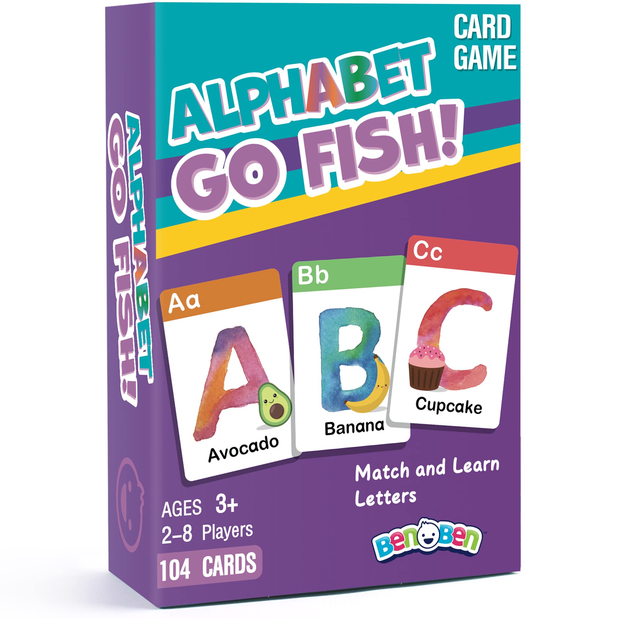 BenBen alphabet go fish cards 104 set for learning letters and memory matching.