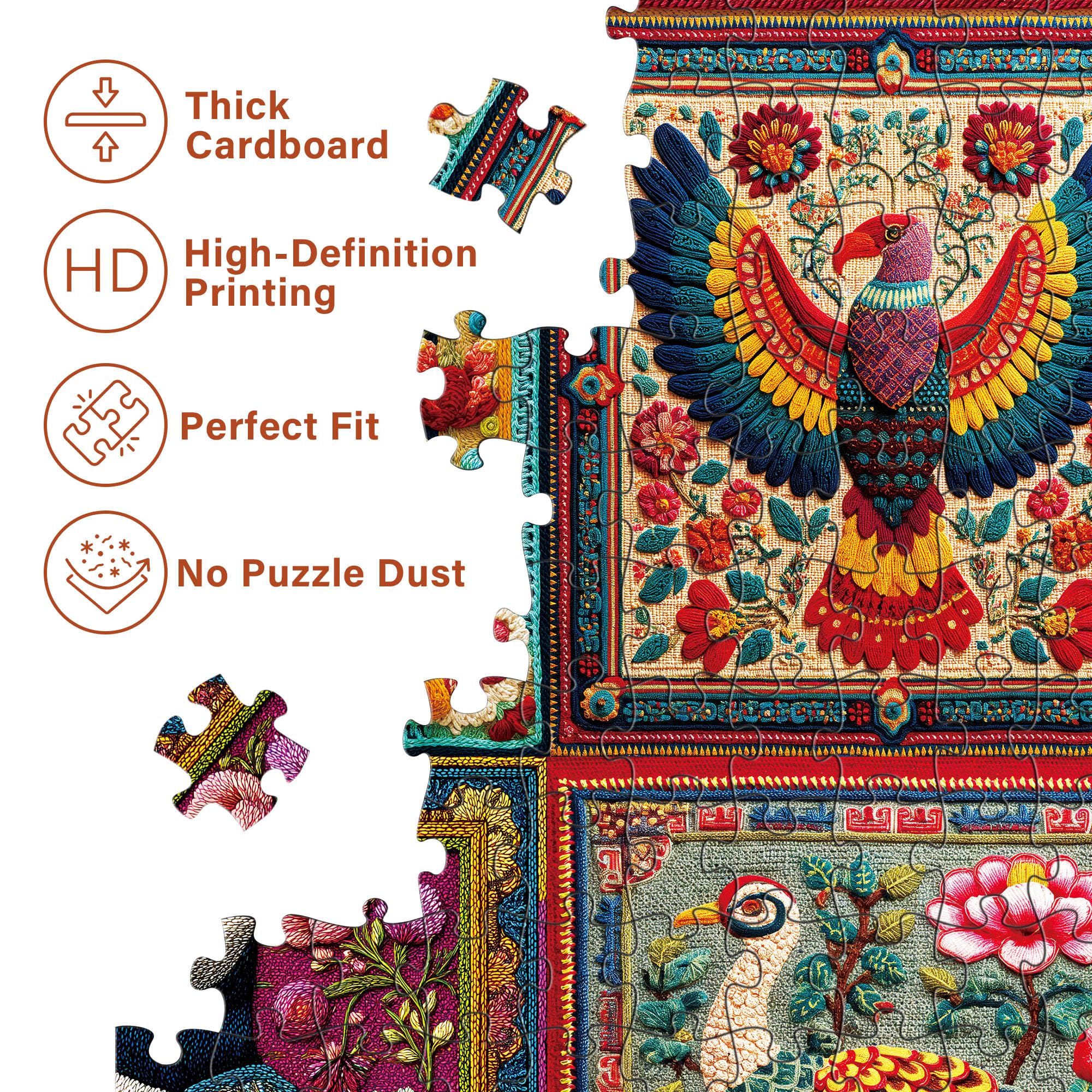 BenBen colorful floral backgrounds enrich the puzzle's visual appeal during family nights.