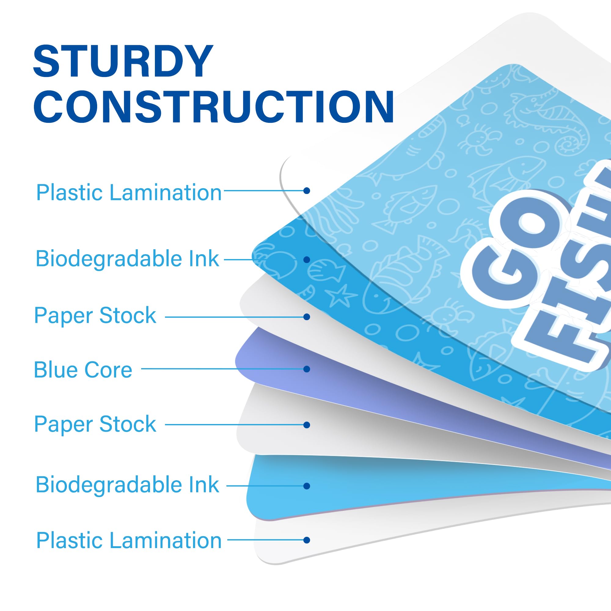 BenBen Go Fish uses durable, plastic-coated cardstock with rounded corners.