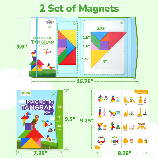 BenBen magnetic wooden shapes showing durable, graspable pieces ideal for travel learning.