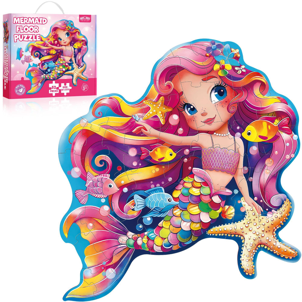 Family playtime with BenBen 52-piece mermaid puzzle