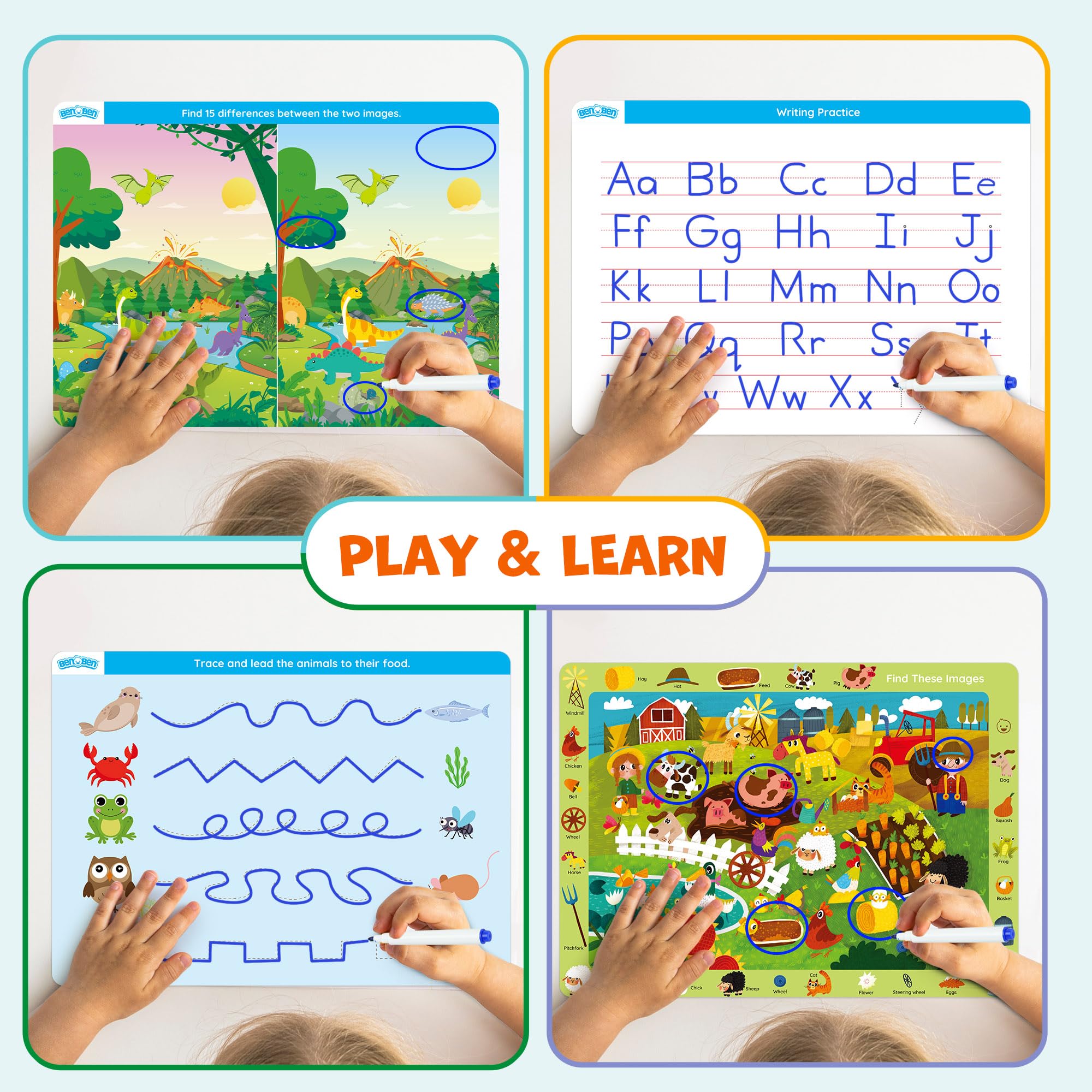 BenBen search-and-find scene encouraging visual scanning during activities.