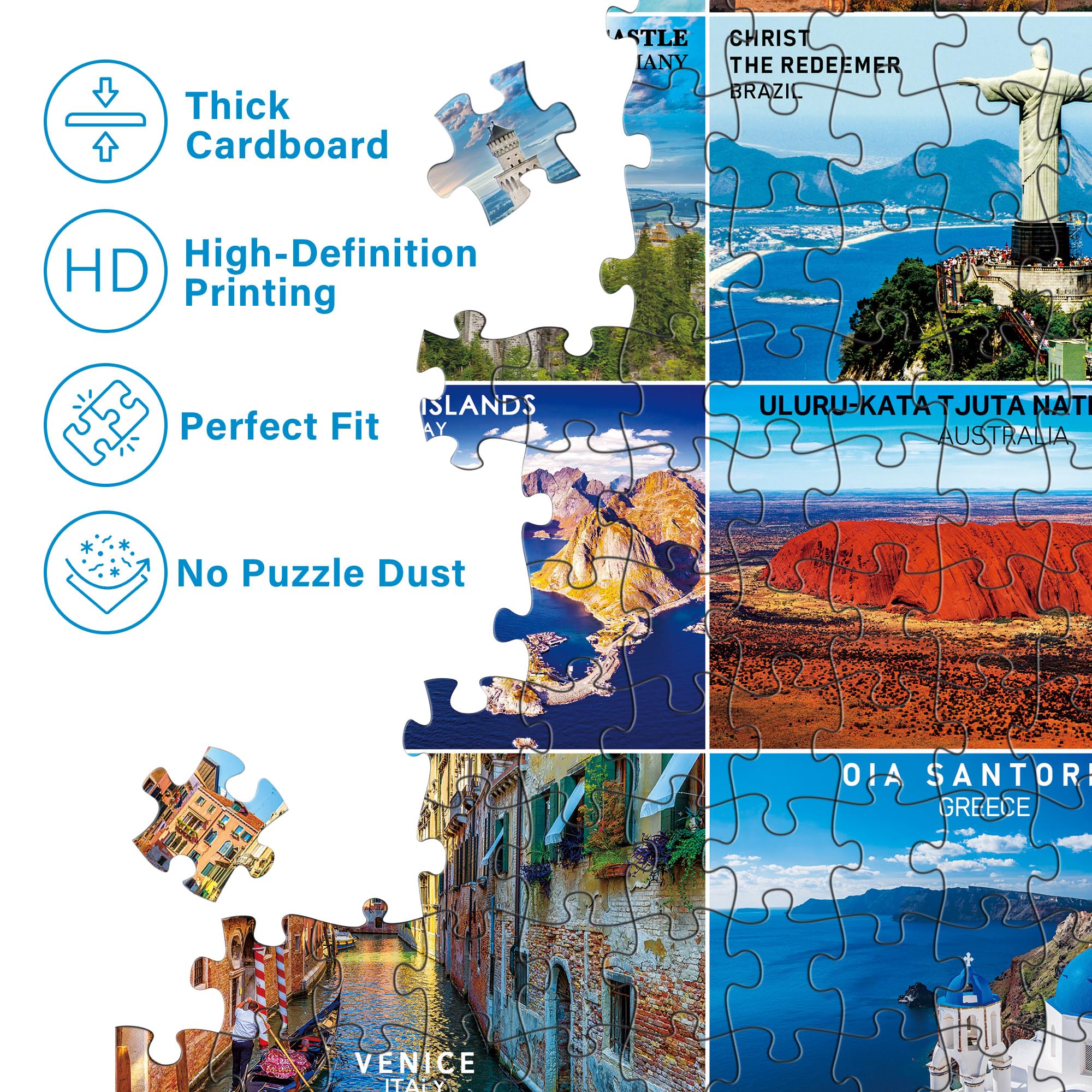 BenBen travel poster collage supports family puzzle time and cognitive training