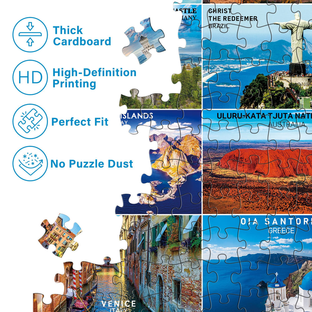 BenBen travel poster collage supports family puzzle time and cognitive training