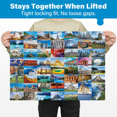 BenBen puzzle featuring Yellowstone and Eiffel Tower collage for immersive problem solving