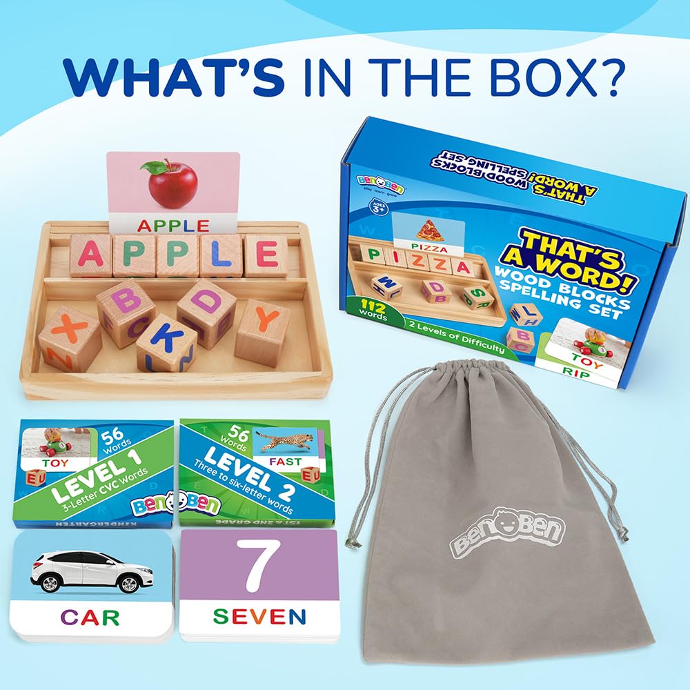 BenBen two-level play demonstrates progression from beginner to advanced spelling.