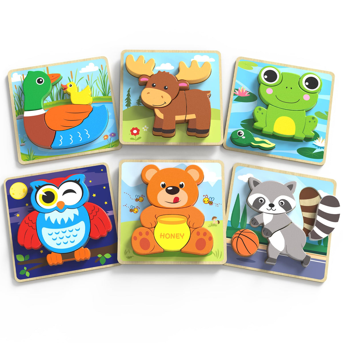 BenBen Bear puzzle - colorful 5-piece set for shape recognition and motor skills.