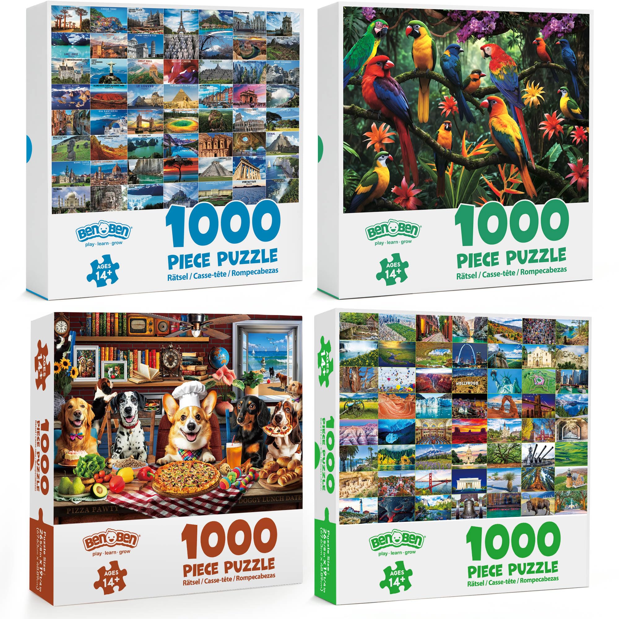 BenBen World Landscape 1000-piece puzzle featuring iconic scenes.