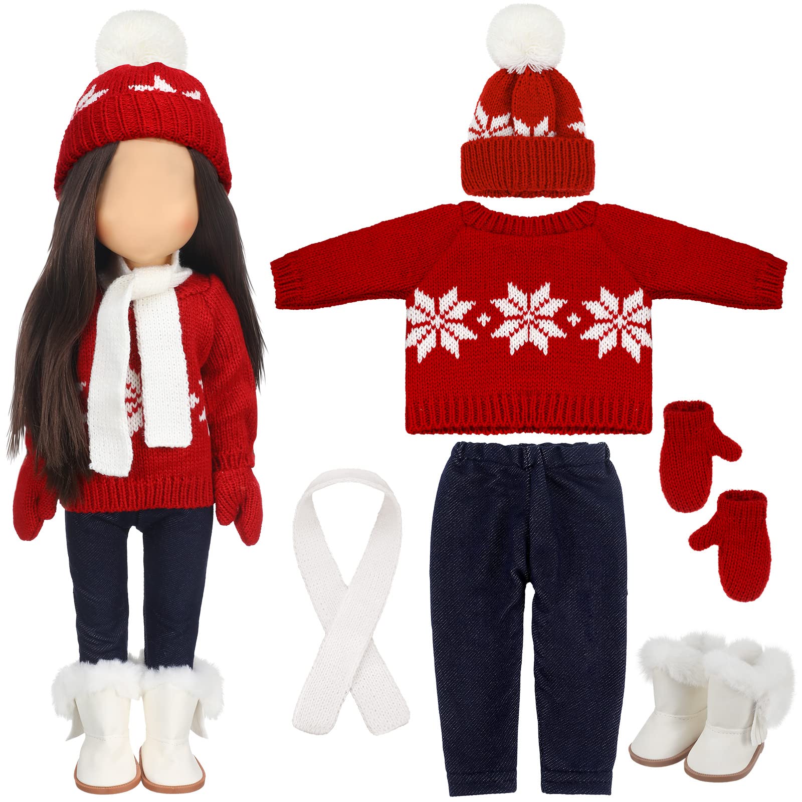 Bencailor 18-inch doll jacket in red and white for holiday dress-up