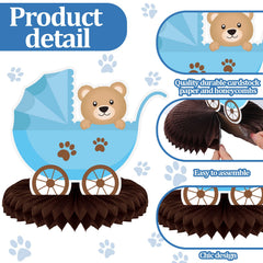 Bencailor bear honeycomb centerpiece featuring baby socks enhances table decor