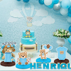 Bencailor bear honeycomb centerpiece featuring pacifier design adds festive flair to tables