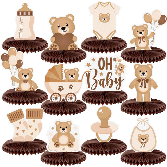 Bencailor bear honeycomb centerpiece for baby shower decor and playful table accents