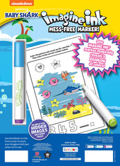 Bendon Baby Shark Imagine Ink pages spread with color reveals on each page