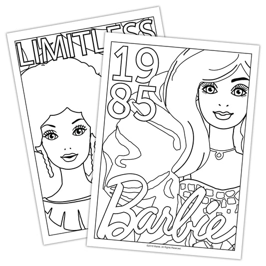 Bendon Barbie advanced coloring book pages ready for markers and pencils.