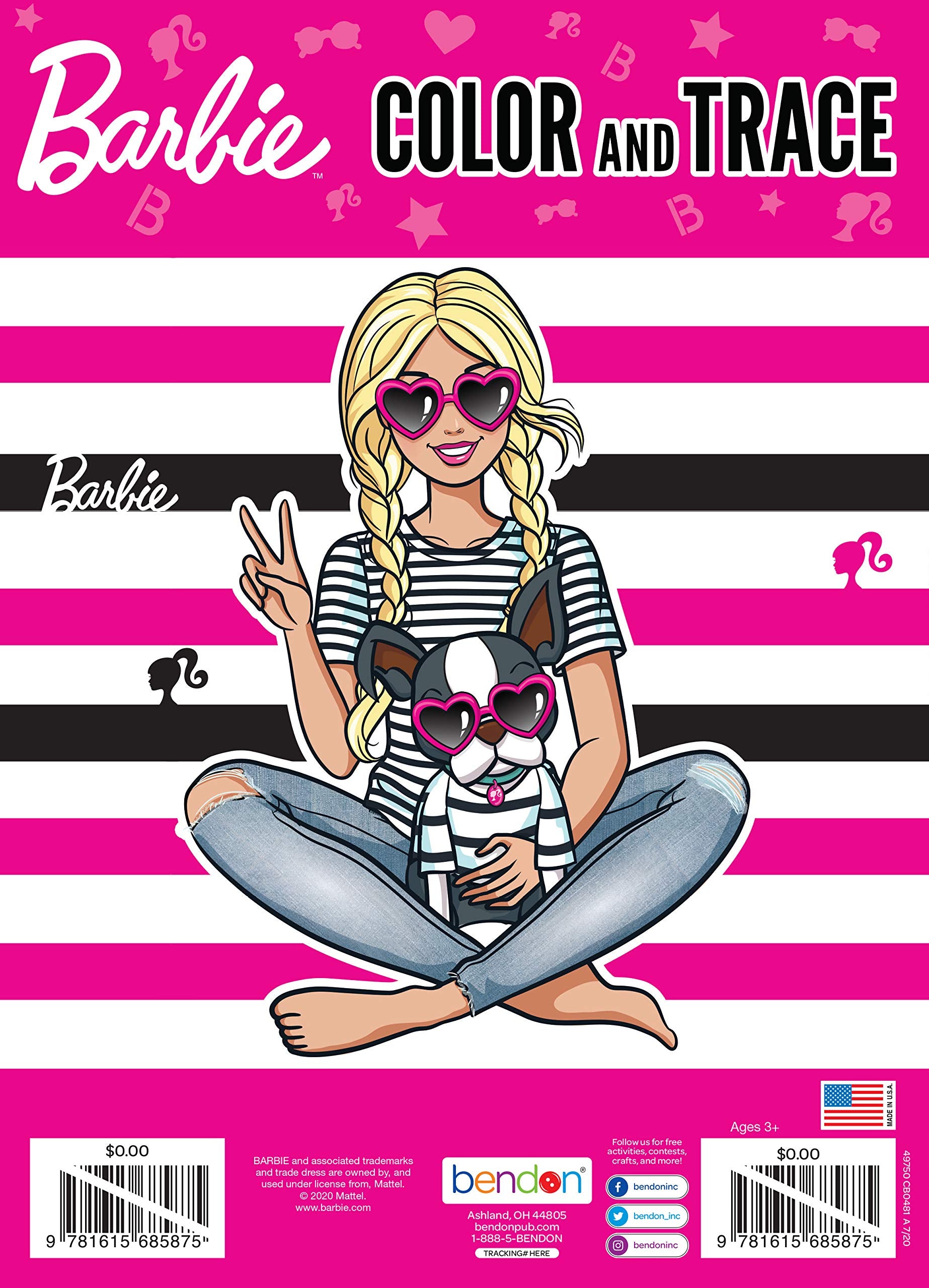 Bendon Barbie sticker pack with foil cover adds sparkle to art time.