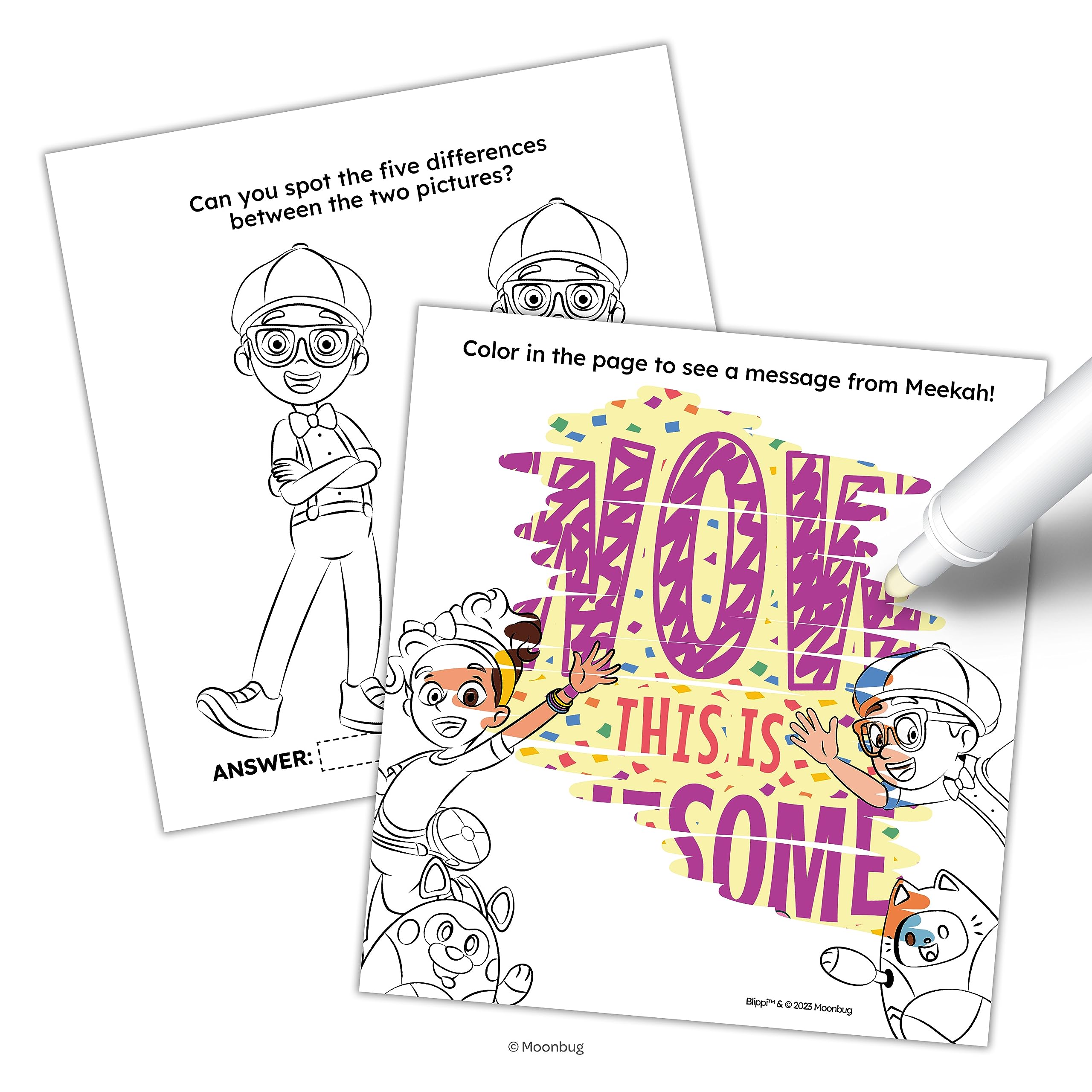 Bendon Blippi Imagine Ink pages reveal rainbow colors during creative play