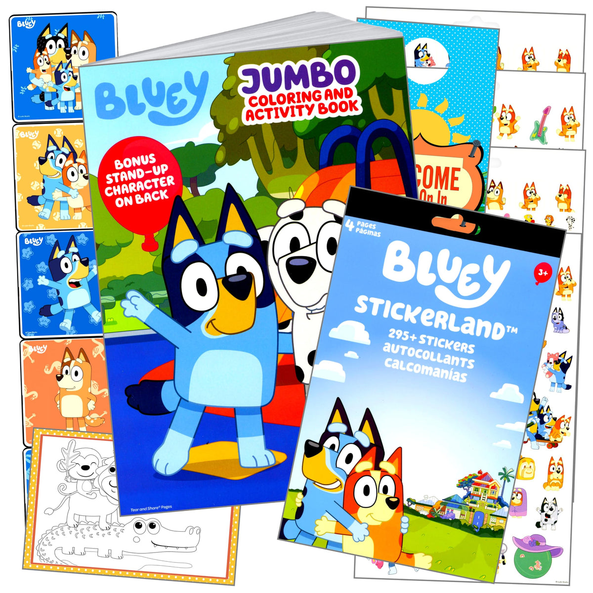Bendon Bluey coloring activity set cover with stickers and coloring book for creative play and learning.