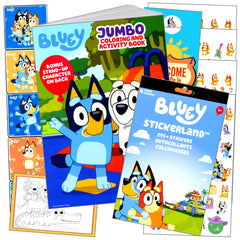Bendon Bluey coloring activity set cover with stickers and coloring book for creative play and learning.