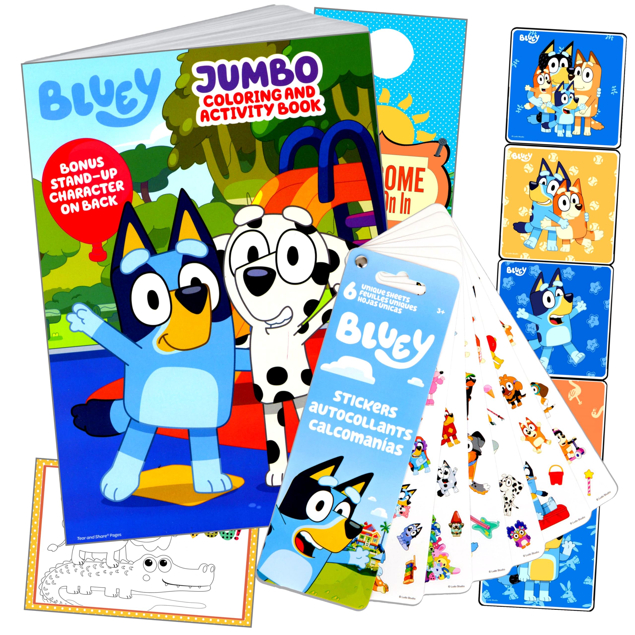 Bendon Bluey coloring book cover with stickers for quiet time and creative play.