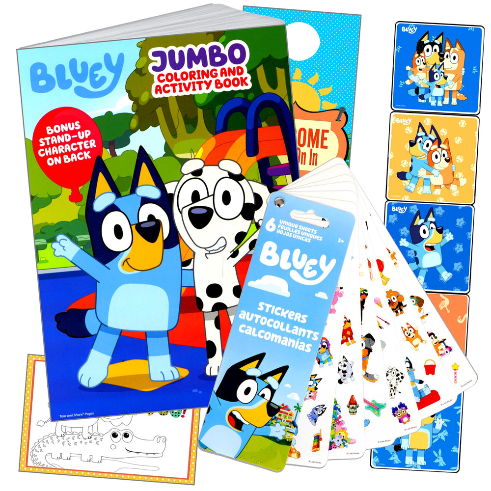 Bendon Bluey coloring book cover with stickers for quiet time and creative play.