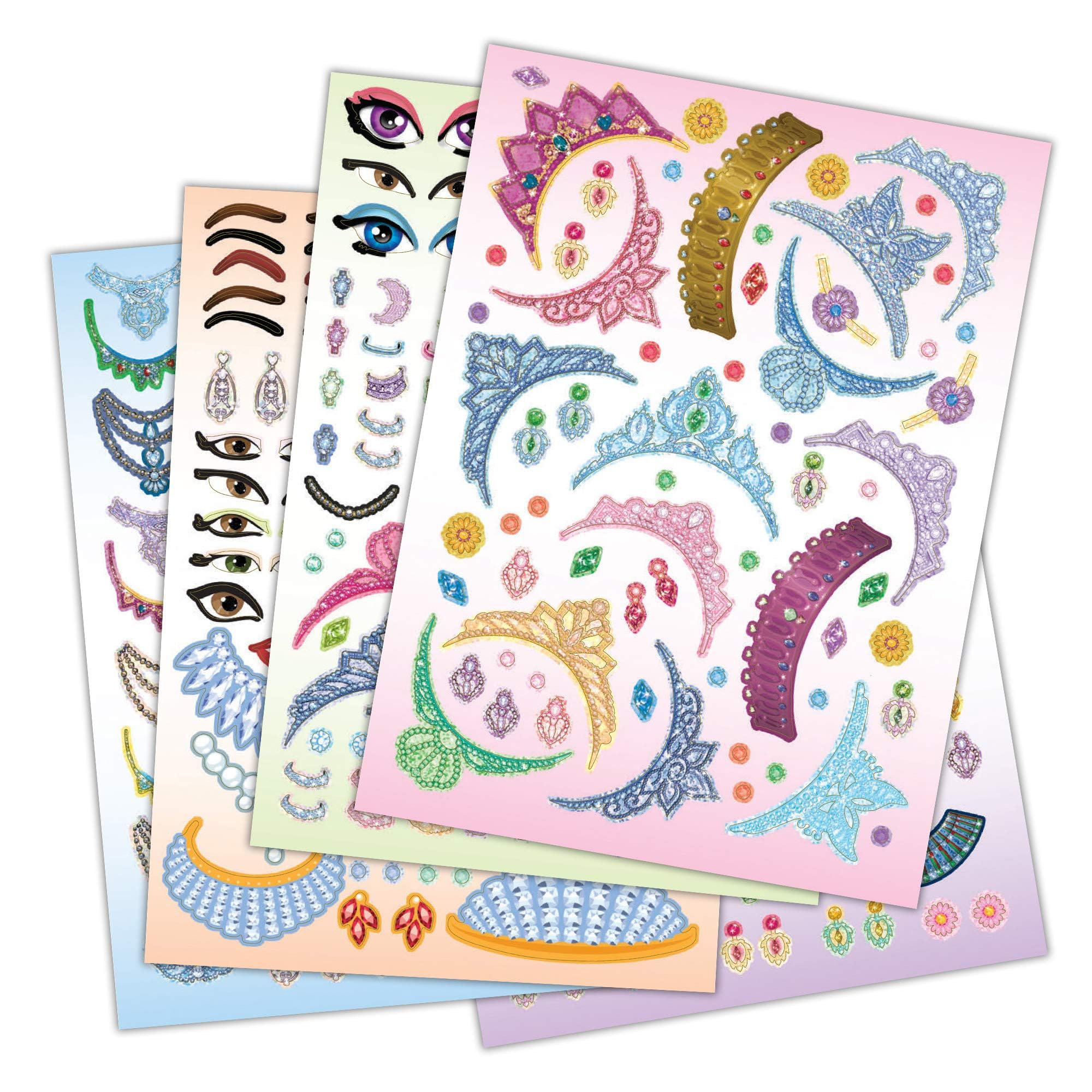 Bendon Create-A-Face Princess stickers sheet 02: colorful accessories to mix and match