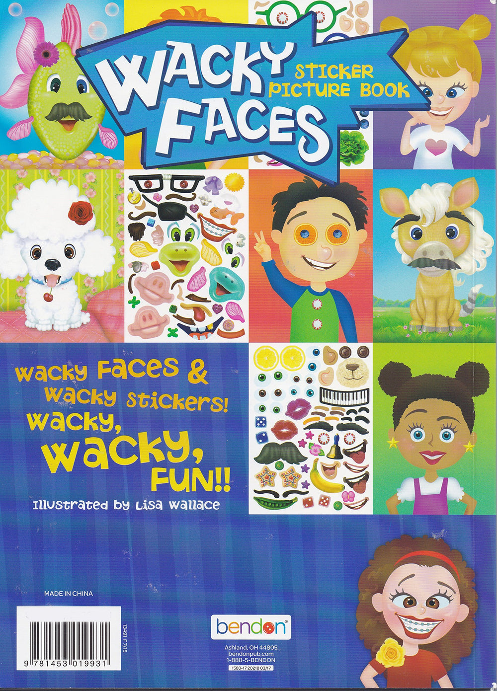Bendon Create-A-Face sticker pad sticker sheet 1 features bright, repositionable pieces.