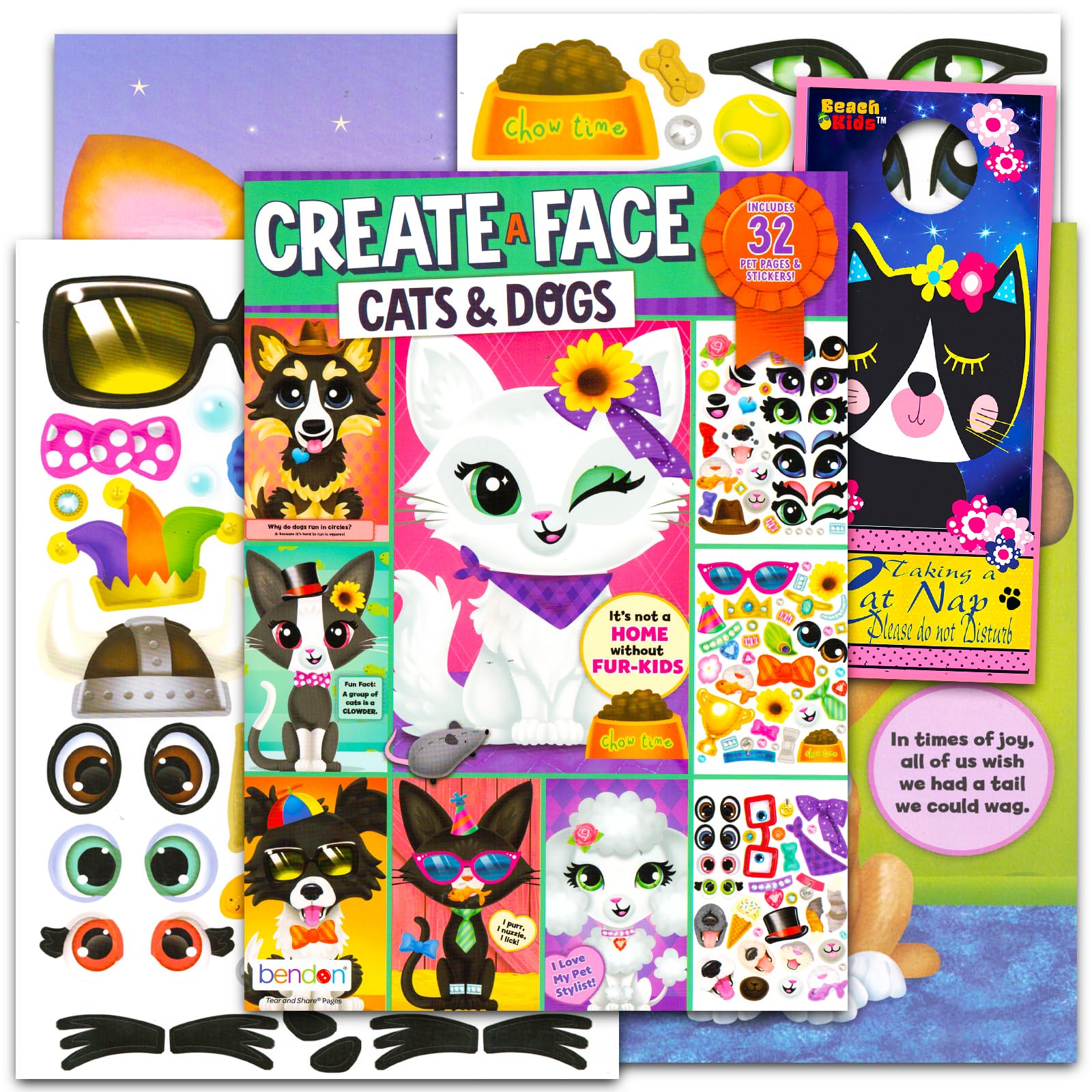 Bendon Create a Face Sticker Book cover, ideal for travel-friendly creative time.