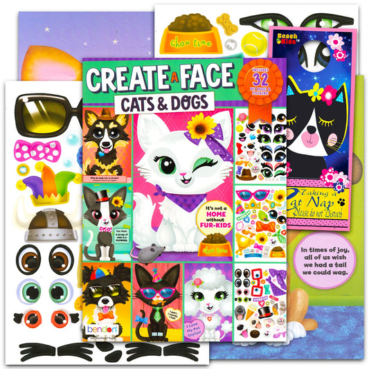 Bendon Create a Face Sticker Book cover, ideal for travel-friendly creative time.
