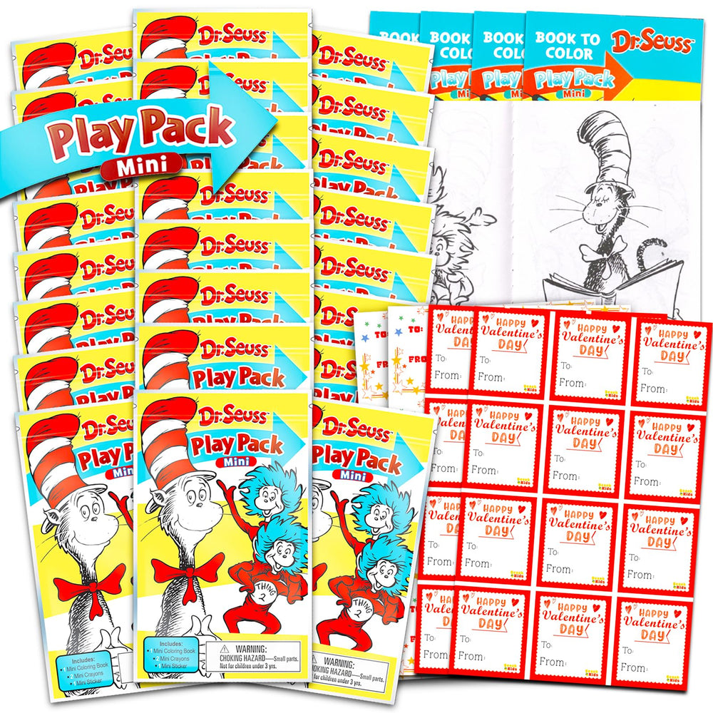 Bendon Dr. Seuss Cat in the Hat mini coloring pack for classroom Valentine gifts.